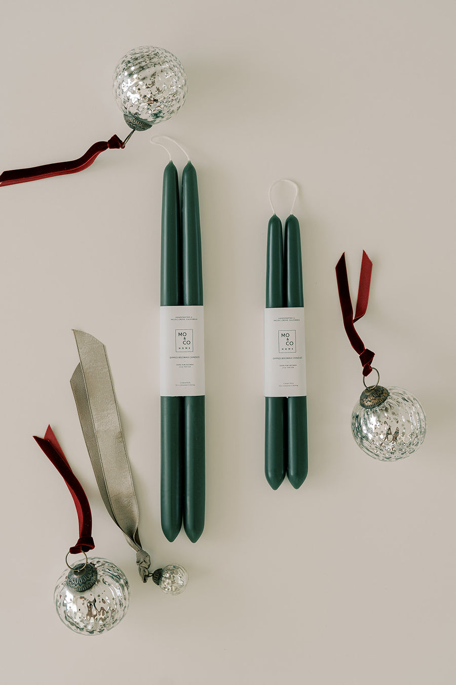 Forest Green | Dipped Beeswax Taper Candles