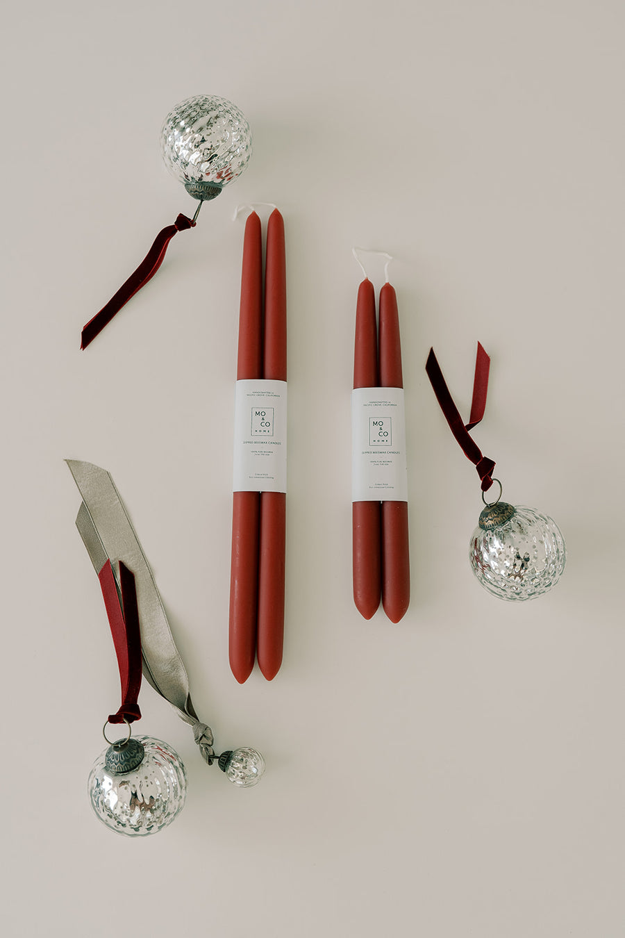 Berry Red | Dipped Beeswax Taper Candles