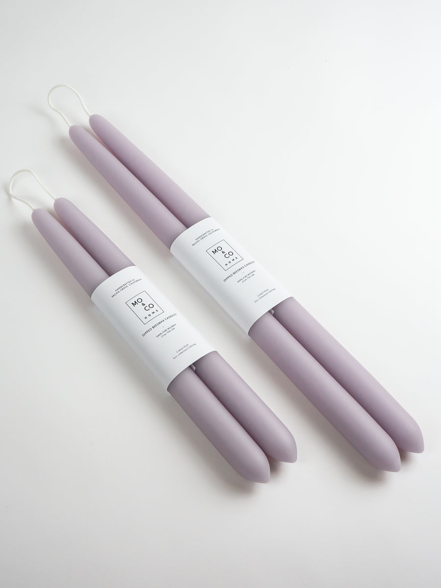 Lavender | Dipped Beeswax Taper Candles